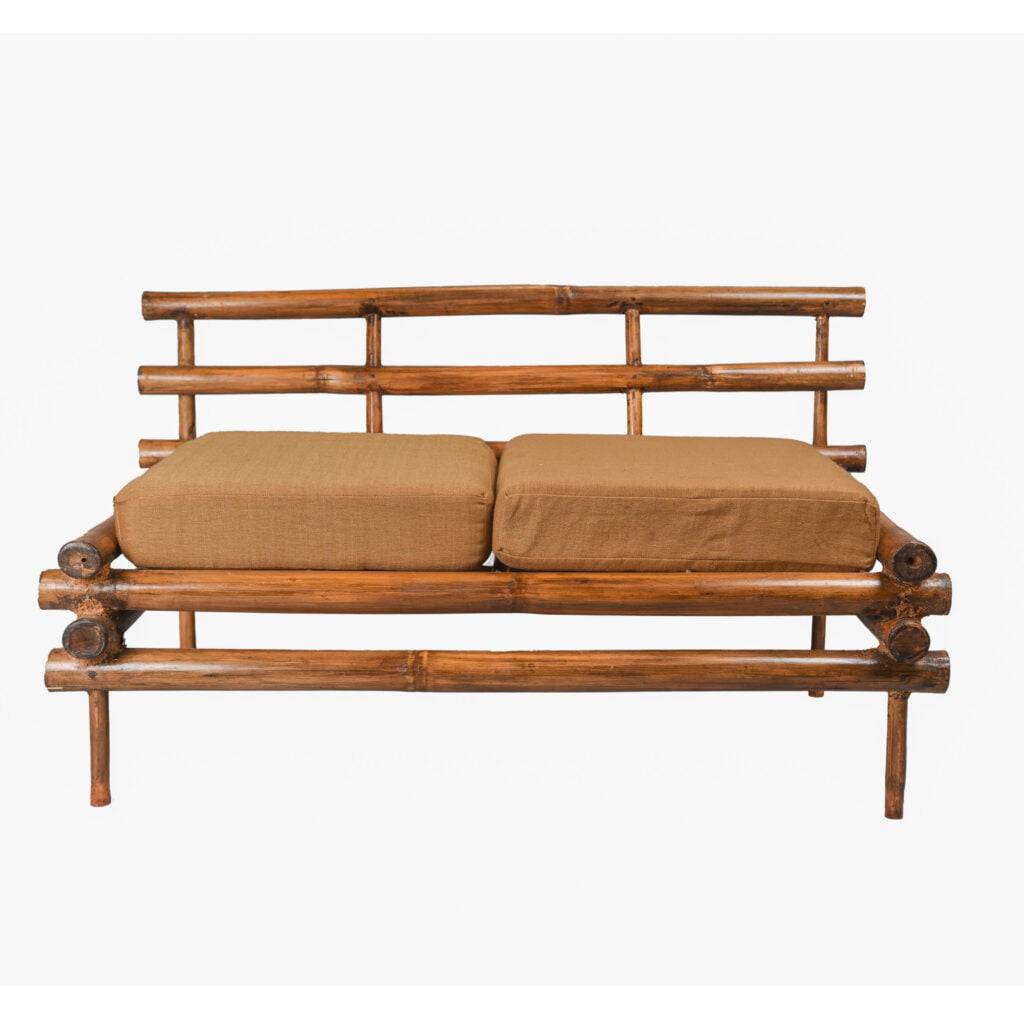 Lucidity Africa Bamboo Bench with Brown Cushions