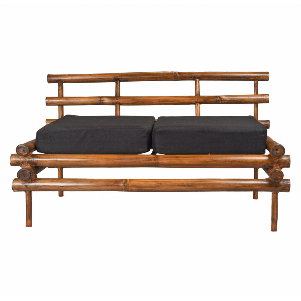 Lucidity Africa Bamboo Bench with Black Cushions