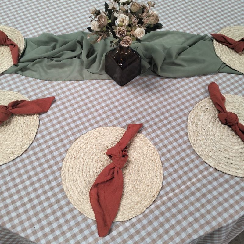 Hire Gingham Brown Table Cloth Nairobi
