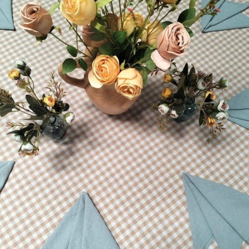 Gingham Brown Table Linen for Birthday Decor Kenya