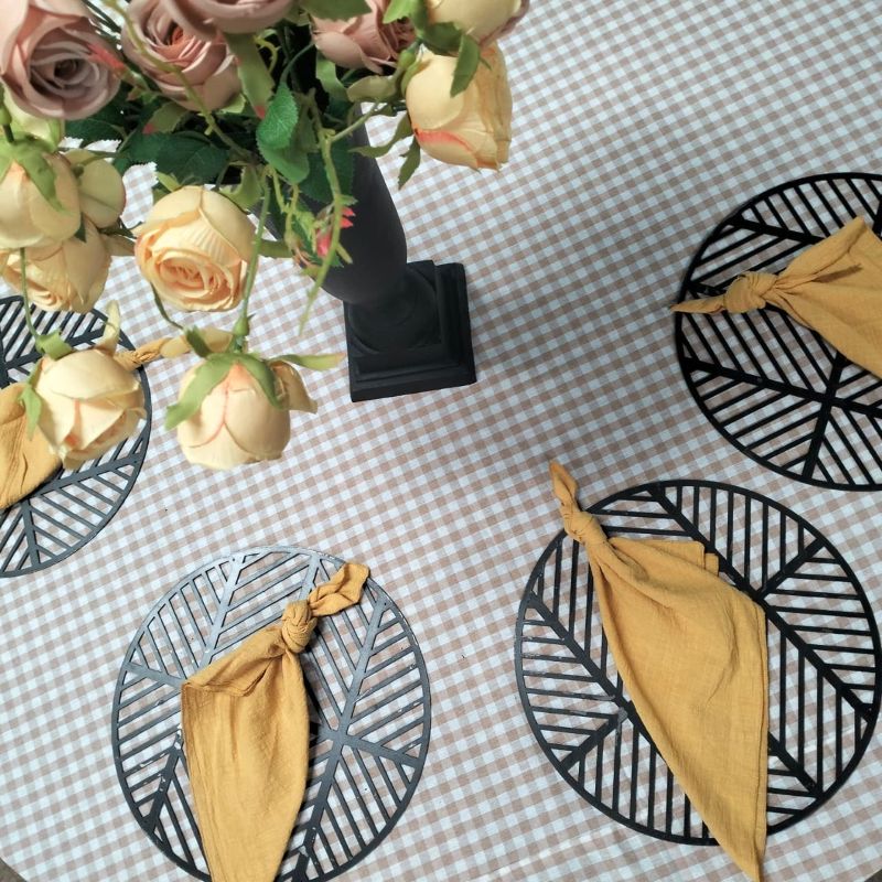 Gingham Brown Table Linen Nairobi Hire