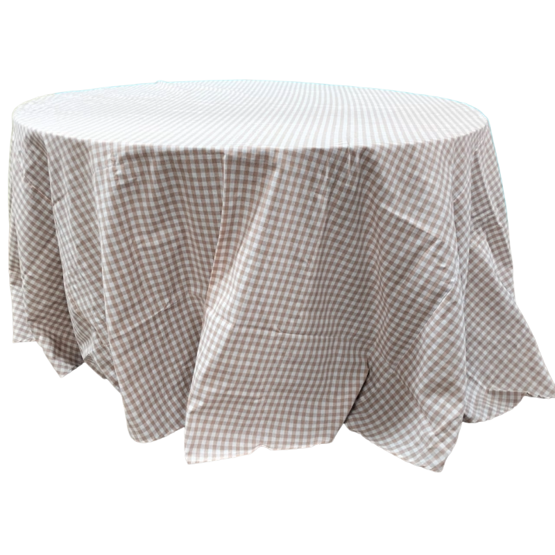 Hire Farmhouse Gingham (White and Brown) Checked Tablecloth from Lucidity Africa Events