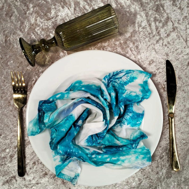 Hire Blue Botanical Print Napkin from Lucidity Africa Events