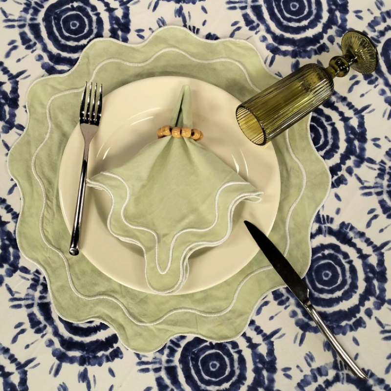 Hire Emroidered Mint Green Napkin and Placemat from Lucidity Africa Events