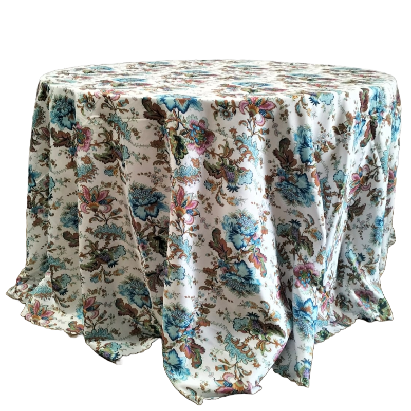Hire Round Botanical Print Tablecloth from Lucidity Africa Events