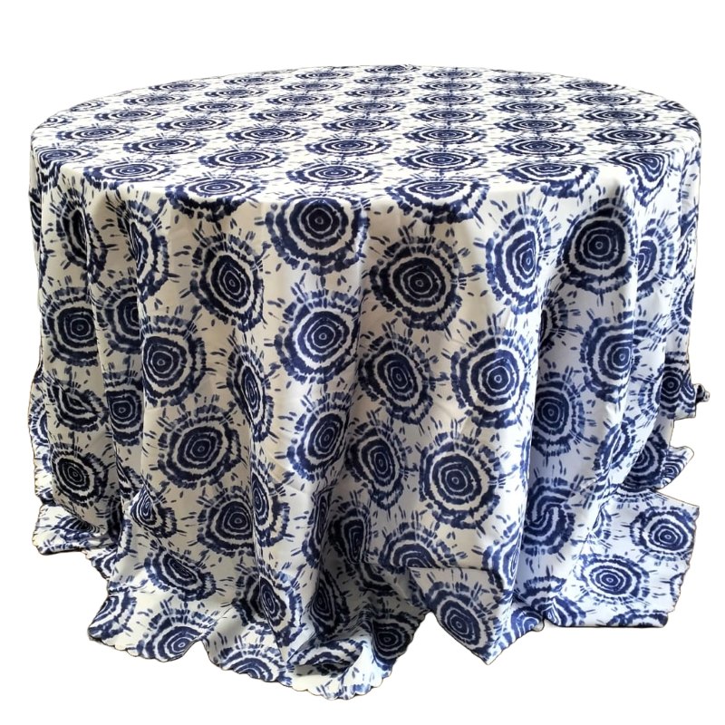 Hire Tie and Dye (Royal Blue and White) Print Tablecloth from Lucidity Africa Events