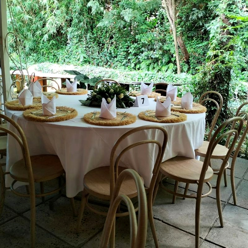 Reception setup for 100 wedding guests in Nairobi Kenya.