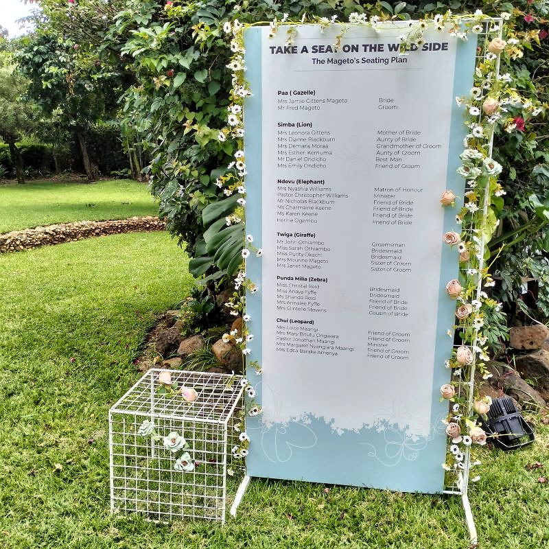Seating Plan for Cross Culture Wedding in Nairobi.